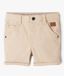 Short slim uni en toile extensible bébé garçon